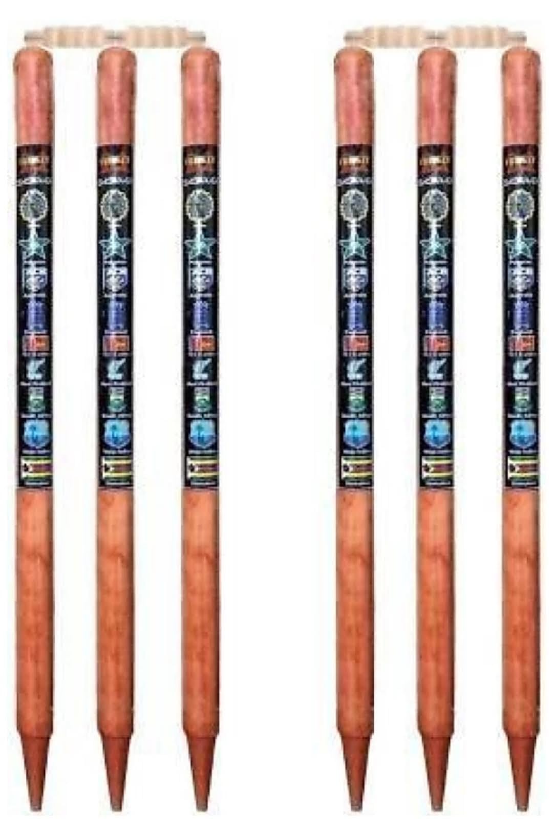 JaHaNa Sports Cricket Stumps Set (6 Wooden Stumps with Bails)