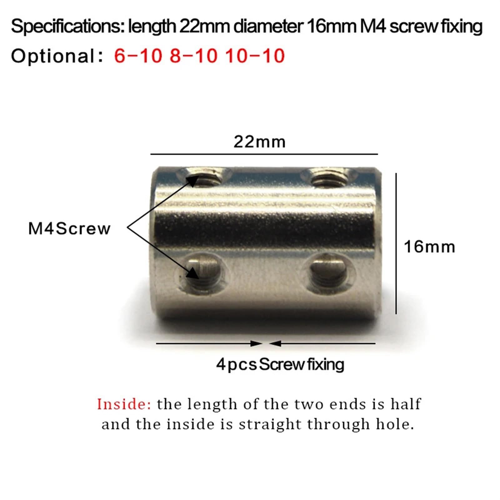 Acoplador de eje rígido de acero 45#, acoplador de eje de mandíbula de Motor CNC de 5mm a 8mm, acoplamiento rígido OD 14x22, conector de transmisión 4/5/6/8/10, 1 Uds.(7mm to 7mm)