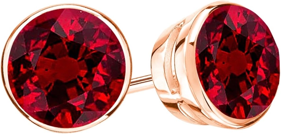 1/2-10 Carat Total Weight Ruby Stud Earrings Bezel Push Back