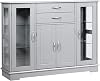 COSTWAY Buffet Sideboard, Wooden Storage Cabinet with Adjustable Shelves and 2 Glass Doors, Server Pantry Cupboard for Kitchen Living Dining Room Grey