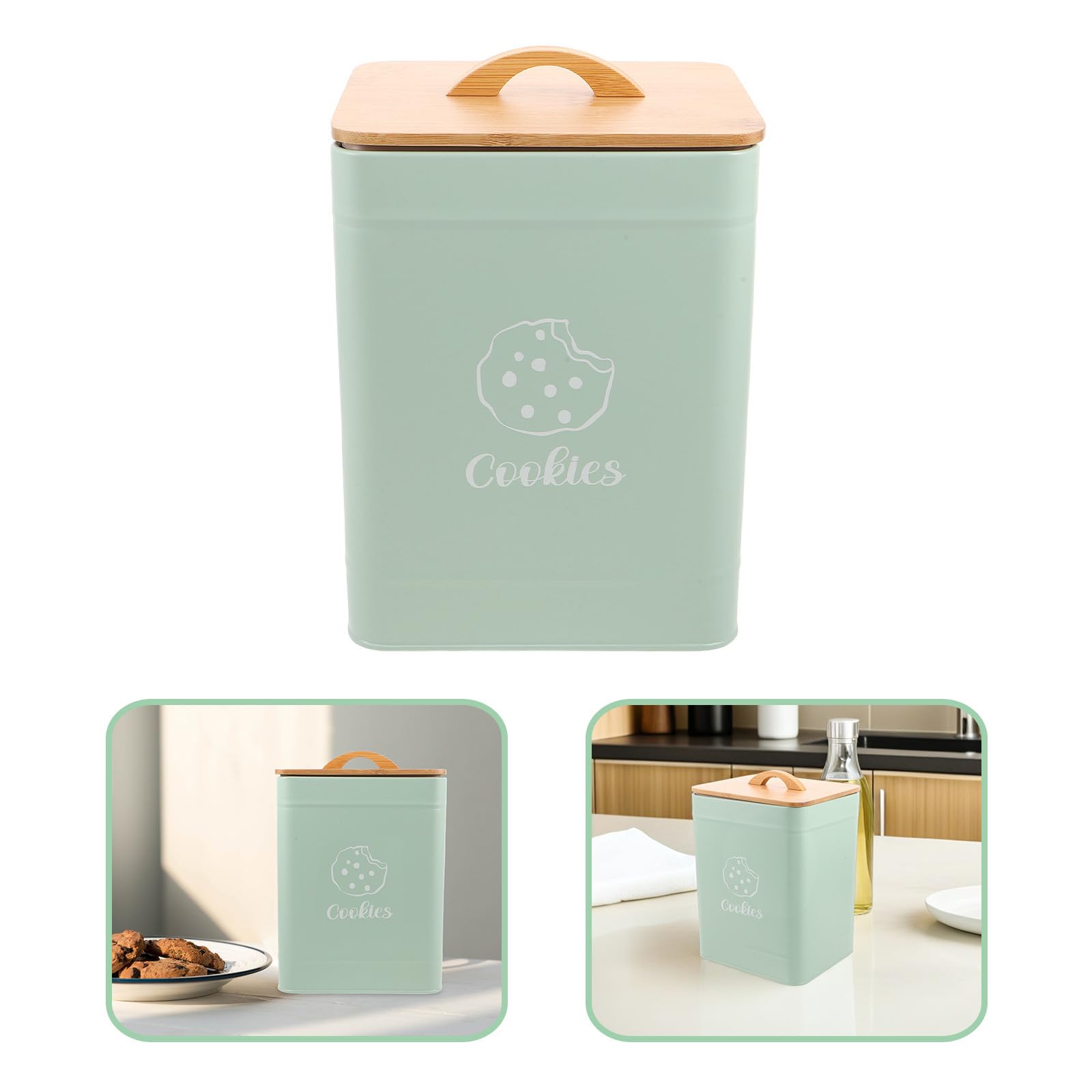 UKCOCO Barattolo per Biscotti con Coperchio Sigillato, Verde Chiaro