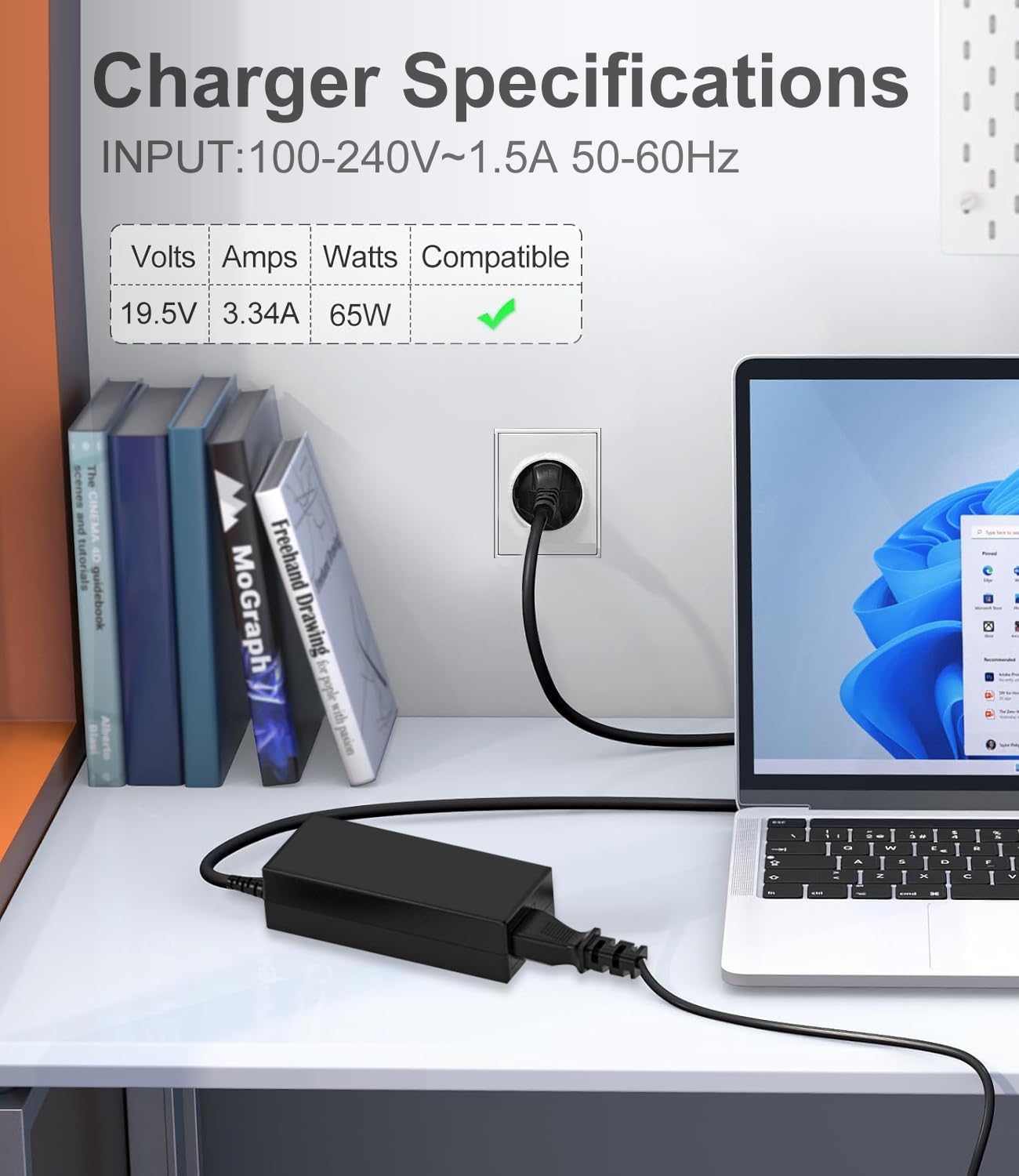 Cluvox Alimentatore 65W 45W Caricatore Compatibili con Dell AC Adattatore 19,5V/3,34A Per Inspiron 11/13/14/15/17 PC 3000 5000 7000 3583 3593 5570 5558 Latitude 3510 3410 3520 3420,4,5*3mm&7,4*5mm