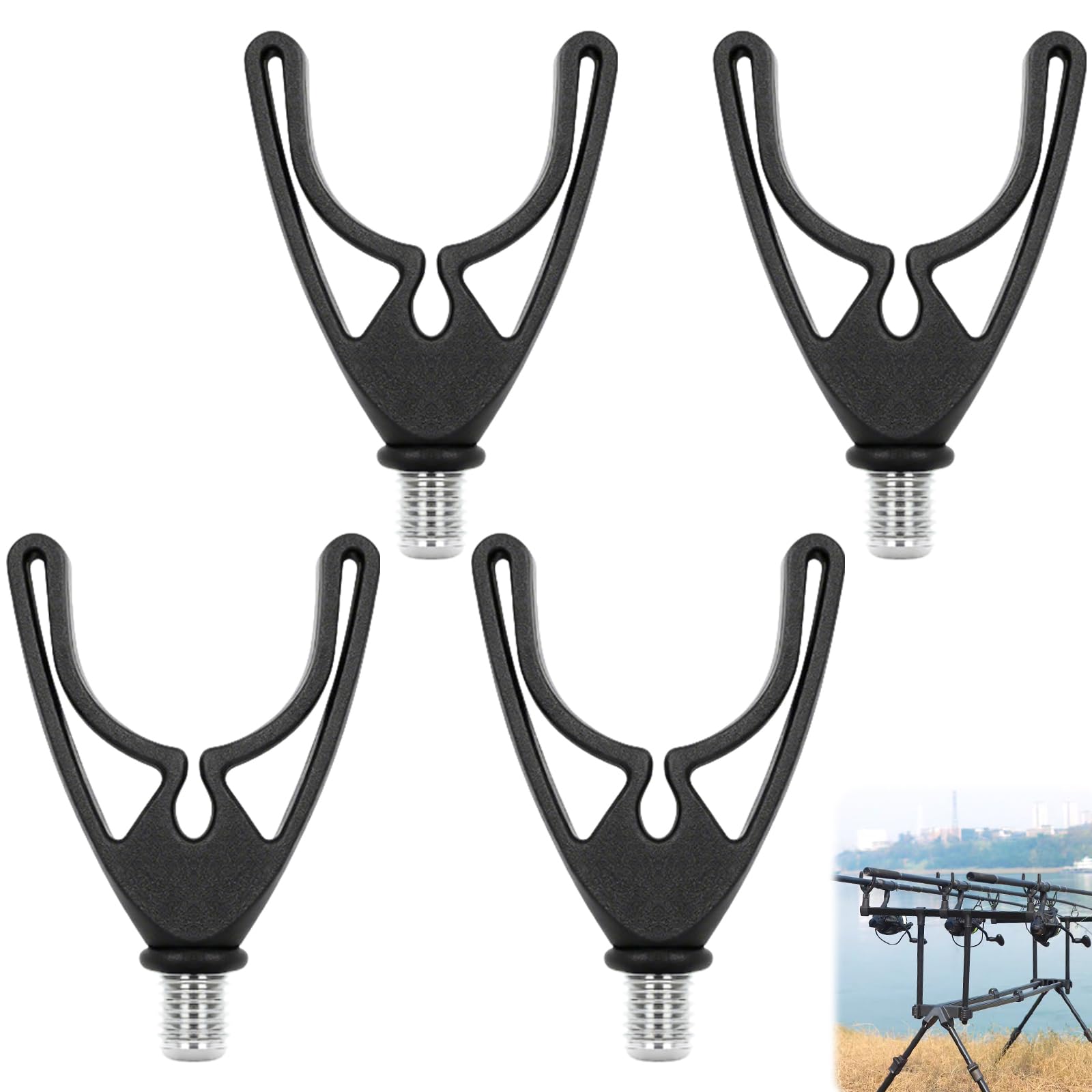 Carp Fishing Rod Rests – 4 Pcs Durable Fishing Rod Rest Heads – Heavy Duty U-Shape Rod Holder – Fits All Rod Pods & Bank Sticks