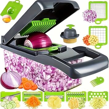 Vegetable Chopper,Food Chopper,Pro 12 in1 Multifunctional Onion Chopper,Veggie Chopper,Vegetable Chopper With Container,Vegetable Slicer Dicer Cutter,Mandoline Slicer,Salad,Garlic Chopper