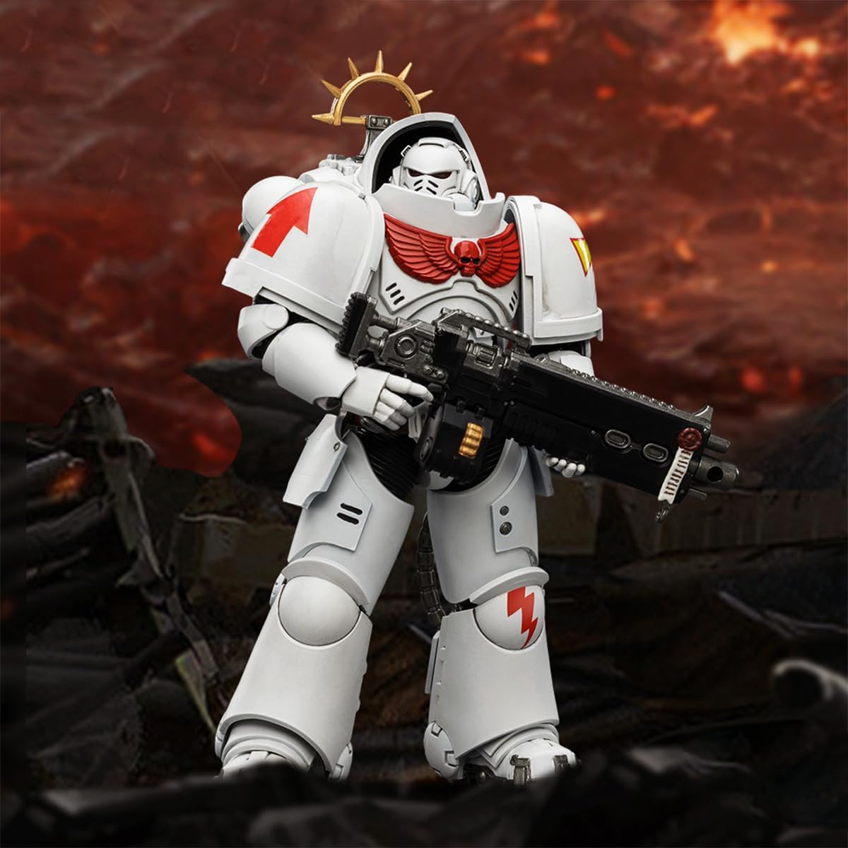 JOYTOY Warhammer 40K 1:18 Game Edition White Scars Heavy Intercessor with Heavy Bolt Rifle and Bolt PistolModel Birthday Gifts JT03691