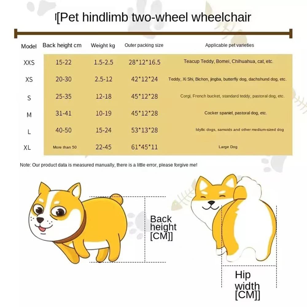 REMEK Carrozzina per Animali Domestici Zampe Posteriori, Carrello Cani Disabili Regolabile Pet Walk Assistant per Zampe Leg Riabilitazione Posteriori Dell'animale Domestico Pratica