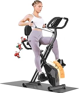 Dskeuzeew Cyclette Pieghevole da Casa 4 in 1, Bicicletta magnetica pieghevole, Cyclette 8 livelli di resistenza, monitor LCD e sensore di frequenza cardiaca