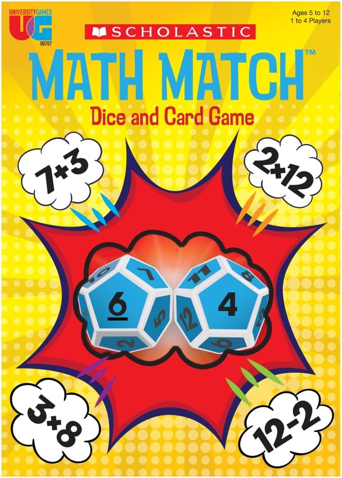 University Games, Scholastic Math Match Travel Dice Game, Mathematics Reinforcement Game for Kids, for 2 or More Players Ages 5 and Up - Image 2