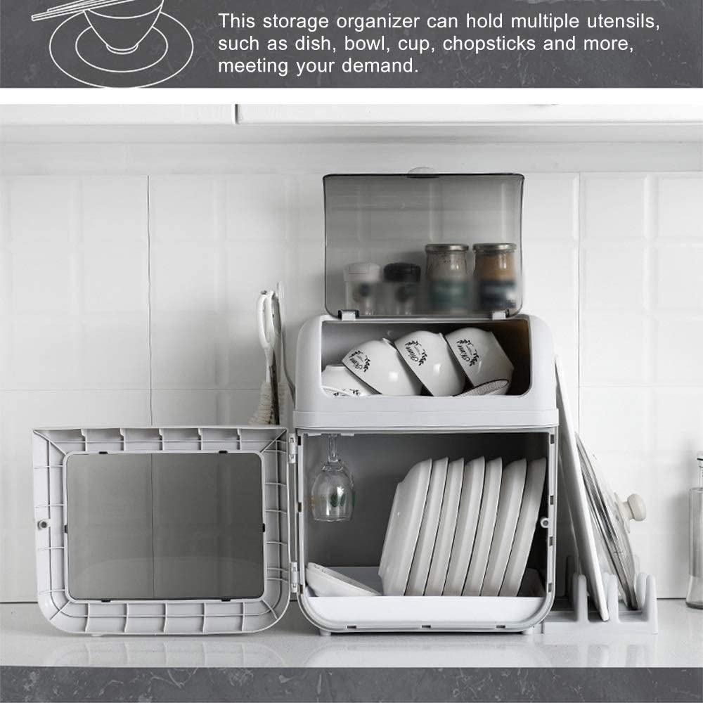 Stojak do suszenia Naczyń Suszarka Kuchenna Organizer Do Przechowywania Naczyń Ociekacz Do Naczyń Uchwyt Na Przybory Z Pokrywką Uchwyt Na Deskę Do Krojenia Ociekacz do Naczyń (Color : Grey)