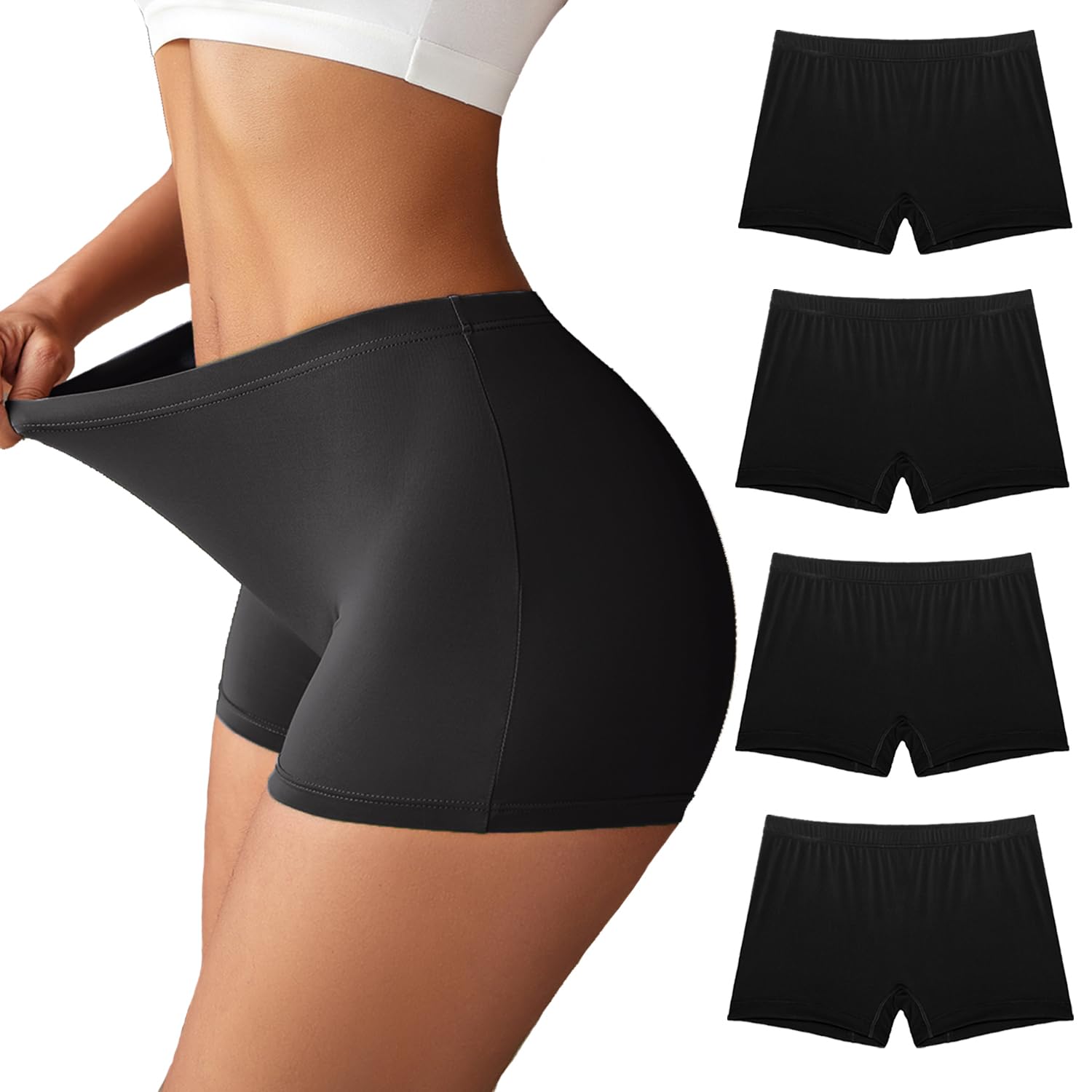 Ekouaer Boyshort Mutandine da Donna morbide Slip Invisibili, Confezione da 3 Boxer Senza Cuciture, Taglie S-XXL
