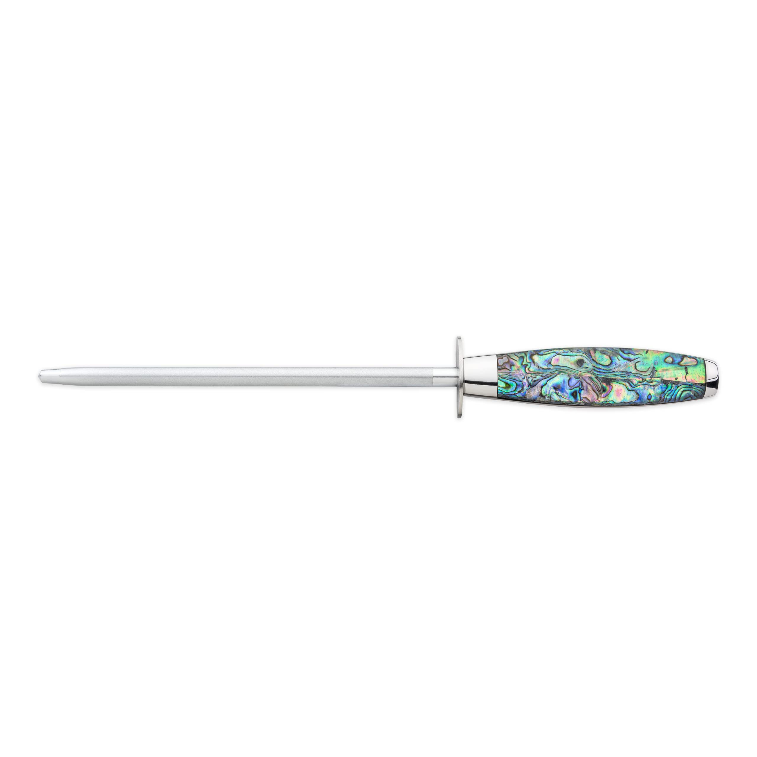 Katana Saya Pearl 20cm Diamond Knife Sharpening Rod, Acrylic Handle with Abalone Pattern, Knife Sharpener, Honing Rod