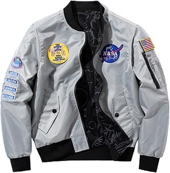 Taopagii MA-1 Jacket, Mens, Flight Jacket, Reversible Double-sided Wear, American Casual, Stylish, NASA, Loose, Waterproof, Spring and Autumn, Casual, Windproof, Cold Protection, Jumper, Street