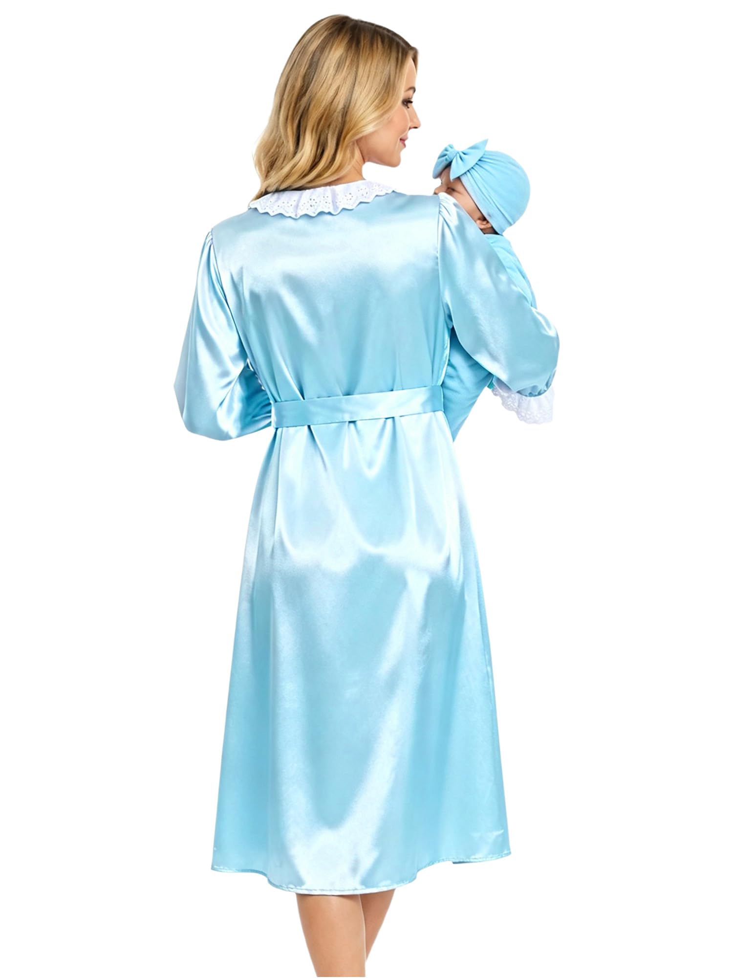 Hedmy Femme Ensemble De Naissance Bébé Et Maman Tenue Mère Fille Familiale Bleu XL