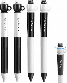 cute cat gel pens for writing, animal kawaii retractable pens black ink, fun unique spinner pen set for girls, cat themed lover gifts for women, kawaii school office supplies Black