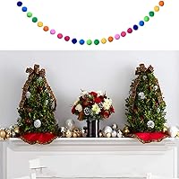 Vista 3 de 2 guirnaldas de bolas coloridas con pompones de 6.5 pies de largo, 24 bolas para decoración del hogar y fiesta