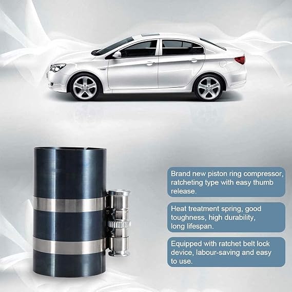 60-150mm 4 Inch Aramox Piston Ring Compressor,Manganese Steel Engine Piston Ring Compressor Tool Installer 53-175mm Ratcheting (4inch)