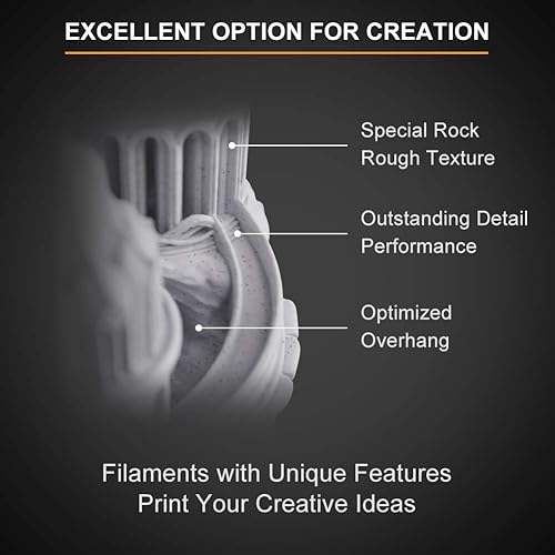 Miniatura 6 de OVERTURE Filamento PLA Rock de 0.069 pulgadas, filamento PLA para impresora 3D de mármol, carrete de 2.2 libras, precisión dimensional +- 0.001 in,