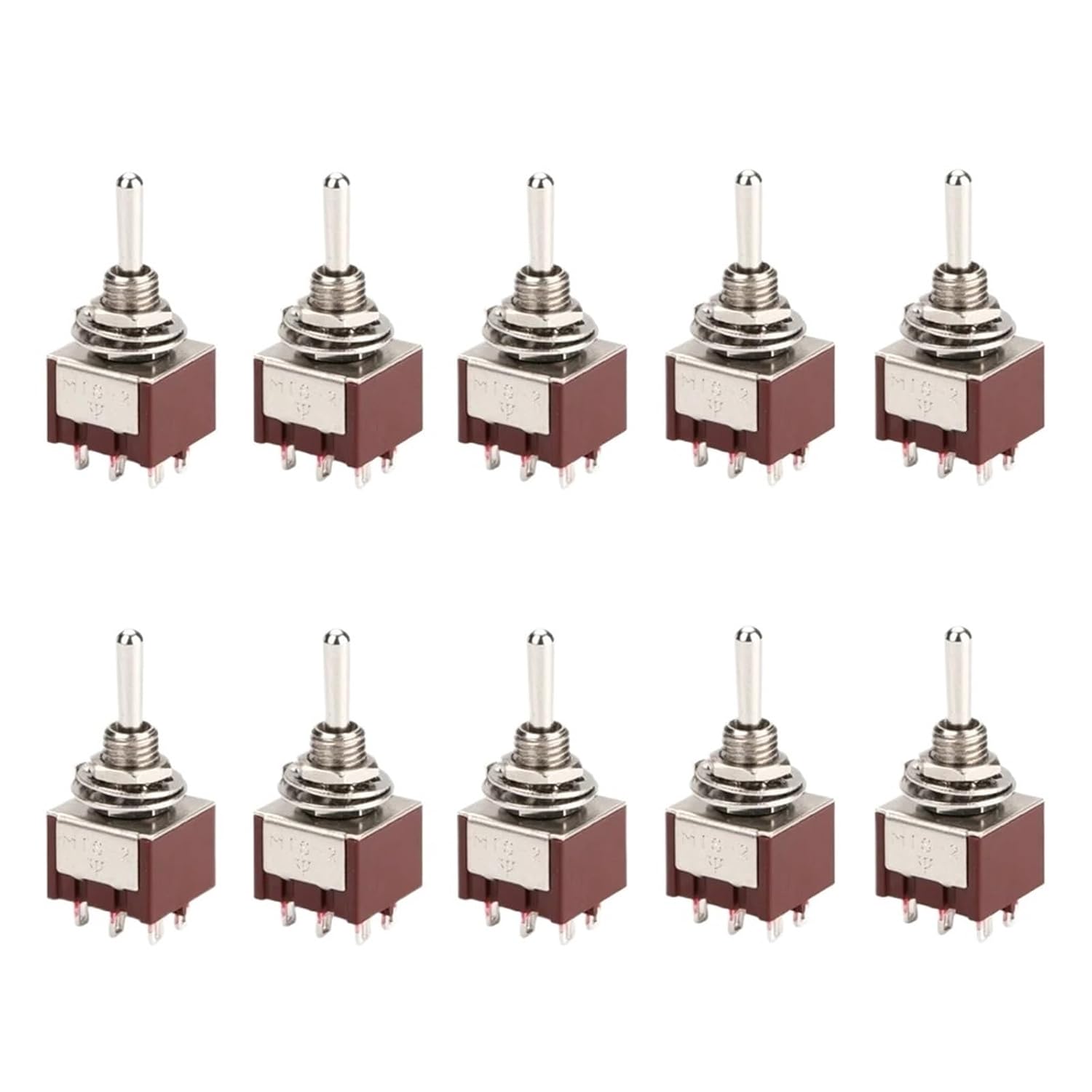 10PCS Locking Toggle Switch ON ON ON 3 Position 6MM Guitar Rocker Toggle Switch