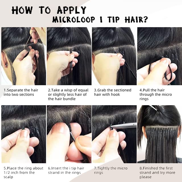 Miniatura 8 de Extensiones de cabello humano Remy con punta en I de 20 pulgadas, 50 hebras por paquete, extensiones de cabello con queratina preunida, extensiones