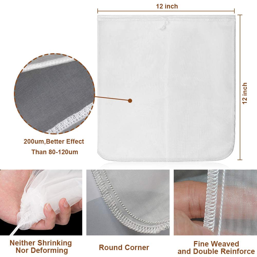 4 Sacs Filtre Réutilisables Alimentaires - Étamine Fine 20x30cm Pour Lait Végétal, Jus, Yaourt