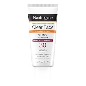 Neutrogena Clear Face Sunscreen Lotion for Acne-Prone Skin Broad Spectrum SPF 30 Facial Sunscreen for Oily Skin Fragrance-