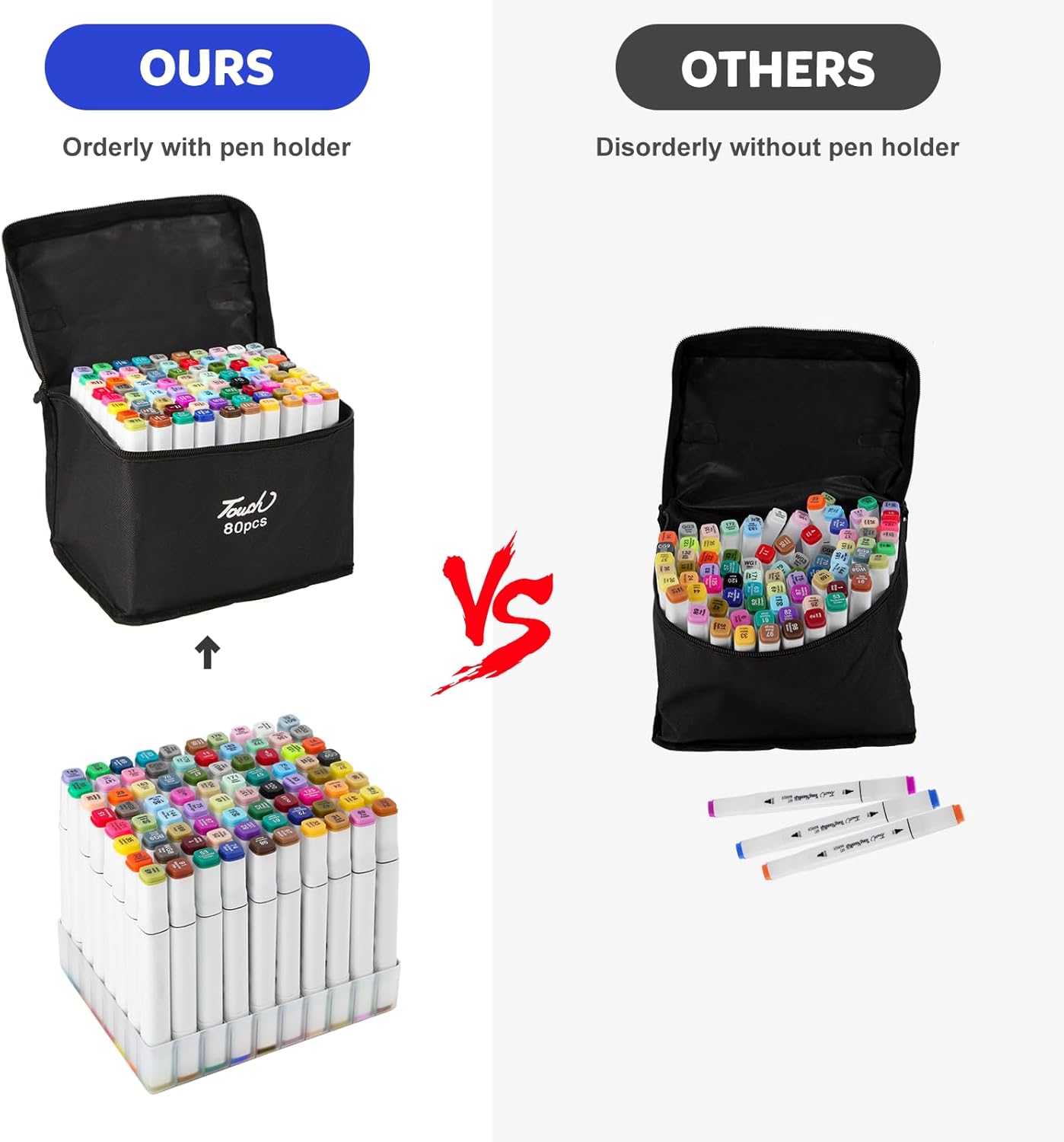 80 Colors Dual Tips Alcohol Markers, Art Markers Pens with Pen Holder, Permanent Sketch Markers Set for Kids Adults Coloring,Painting, Sketching, Illustrations - Image 7