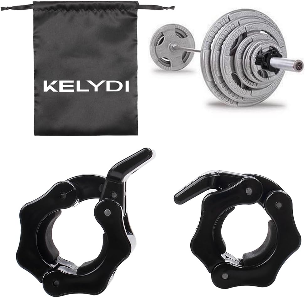 KELYDI 1 Inch Pair of Quick Release Olympic Barbell Clamp Locking Collar Pro Secure Snap Latch for Squat Weightlifting/Powerlifting Training