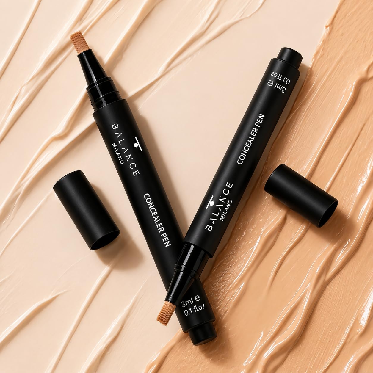BALANCE MILANO 3ml Correttore Occhiaie Made in Italy - Fluido Levigante - Correttore Idratante e Coprente - Finish Naturale Luminoso Effetto Seconda Pelle - Vegan Silicon Free - Make Up (Beige Scuro)