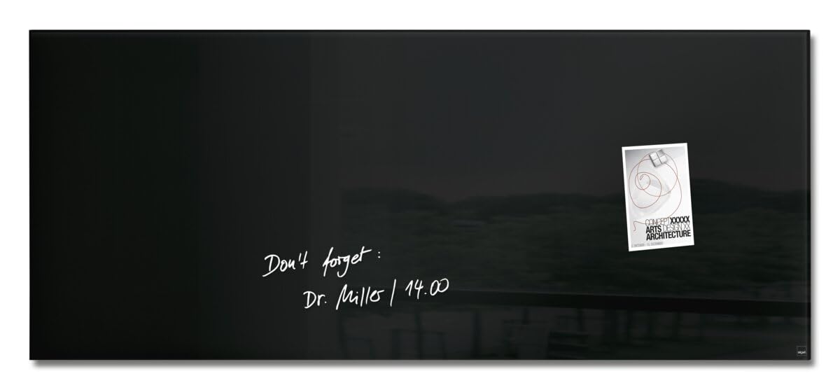 Sigel Wall Mounted Magnetic Glass Board 1300x550x15mm - Black GL240