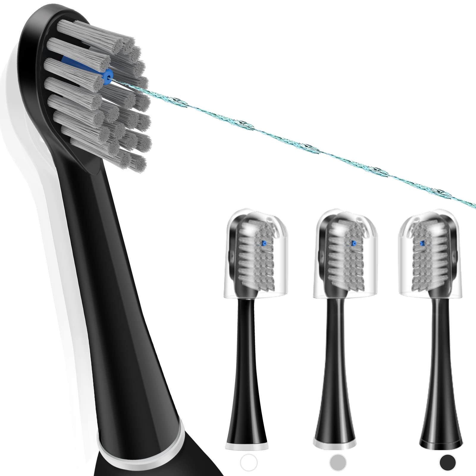 Toothbrush Replacement Heads for Sonic Fusion and Sonic Fusion 2.0, Sonic Fusion Professional and Sonic Fusion 2.0 Professional, SF-01, SF-02, SF-03 and SF-04 (Black, Compact(3Packs))