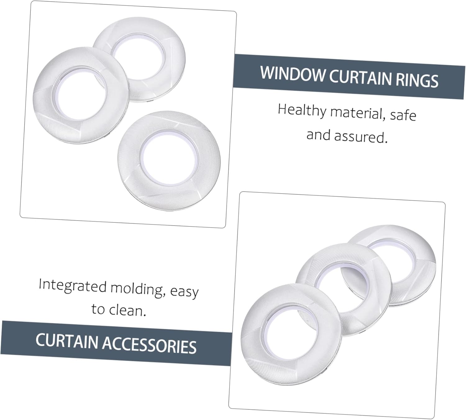 80pcs Curtain Buckle Rings Perforated Roman Rings Hooks Silver Grommets for Curtain Drapery