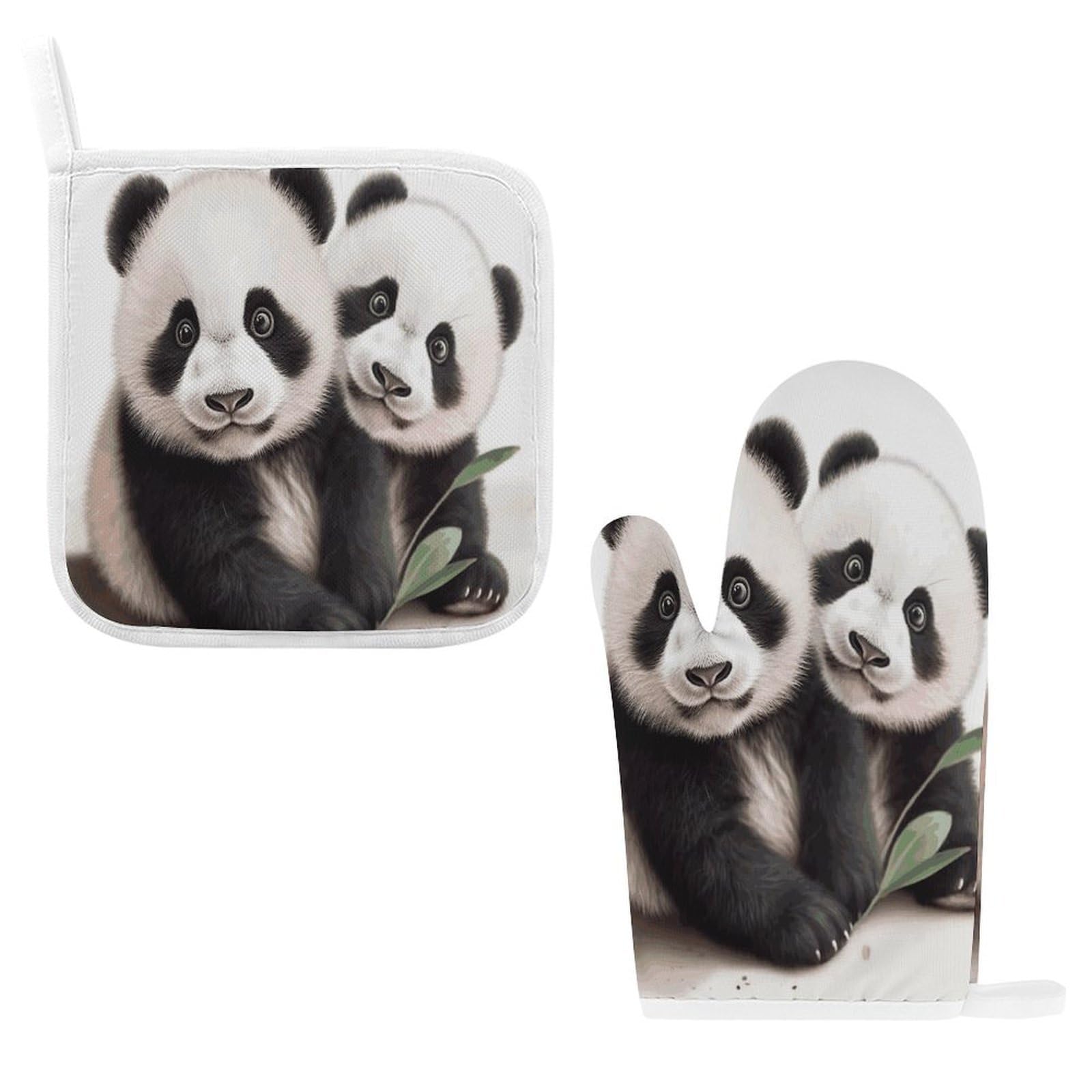 Fodpand Style Pandas Oven Mitts And Pot Holders Sets