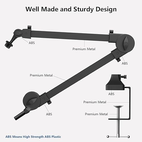 Miniatura 5 de Soporte de brazo para micrófono, suspensión de brazo de estudio, soporte de micrófono ajustable para HyperXShure SM7B y otros micrófonos, grabación