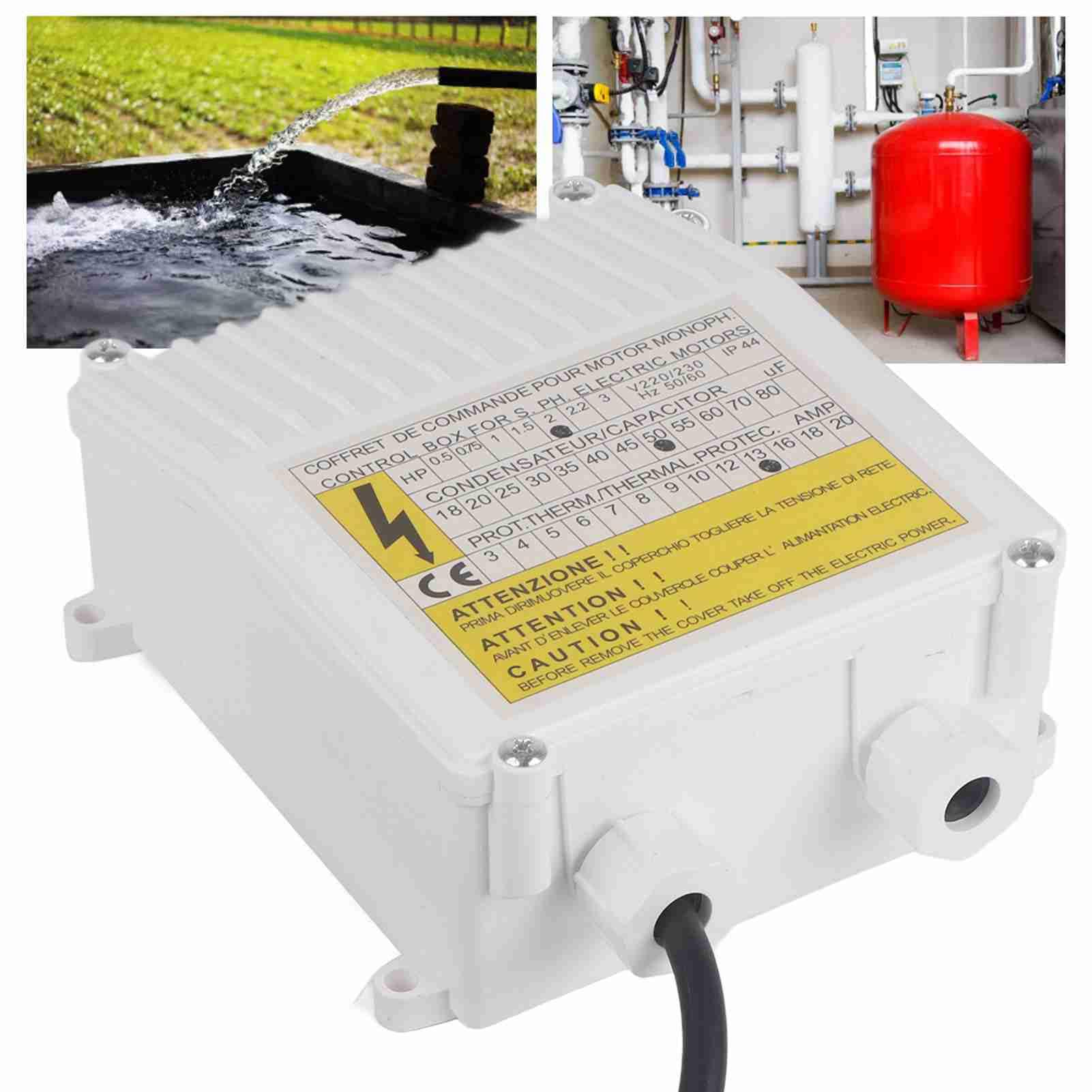 Kontroler Pompy Głębinowej, Skrzynka Sterownicza 1500W 220V, Zabezpieczenie Przeciwprzepięciowe, Materiał ABS i Miedź, Wtyczka EU