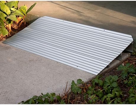 6.25 H Wheelchair Door Threshold Ramp, 600 lb Capacity, Silver Spring