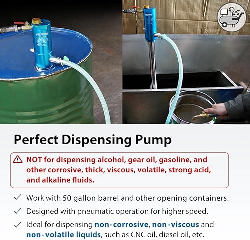 Miniatura 3 de FIRSTINFO A1182US Bomba neumática de tambor de aceite (11) para cubostambores de 50 galones y recipientes abiertosrecipientes, transferencia rápida