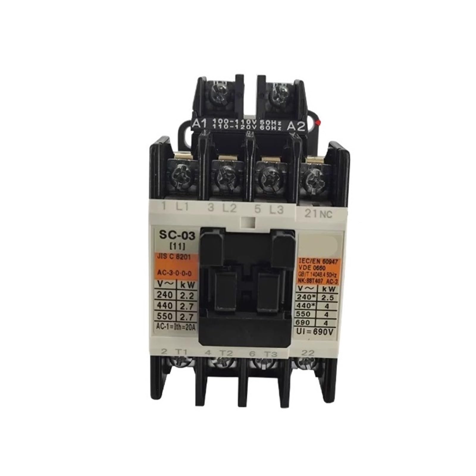 Contactor SC-03 AC110V AC 1NC para control y protección de motores industriales