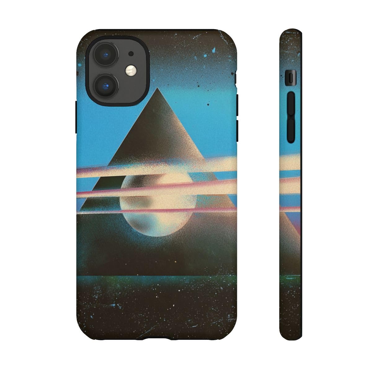 Coque rigide mate iPhone 11 au design noir géométrique