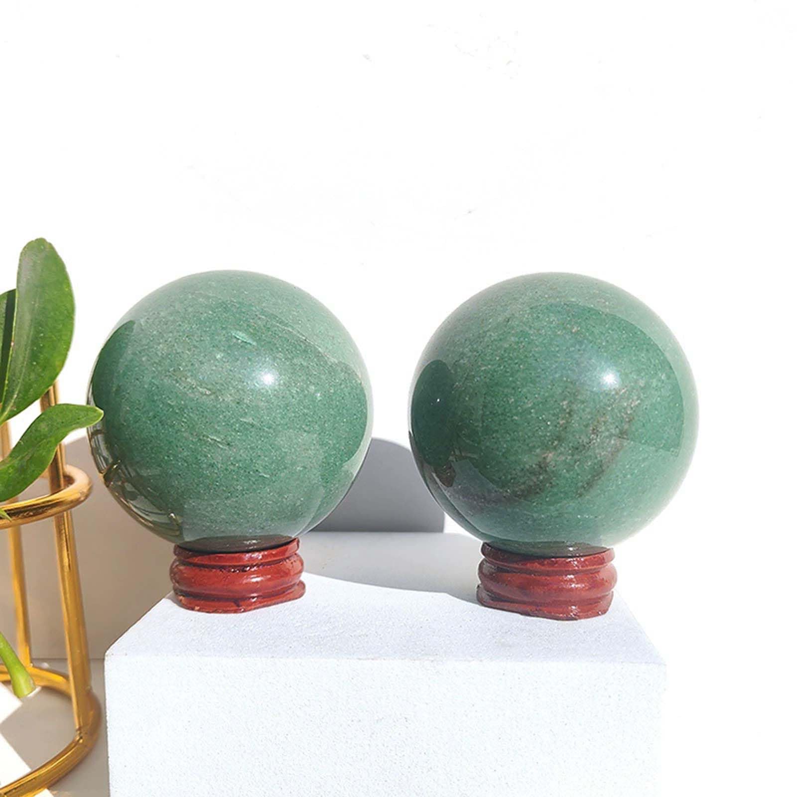 Bola de Cristal de aventurina Verde Natural con Soporte de Madera,