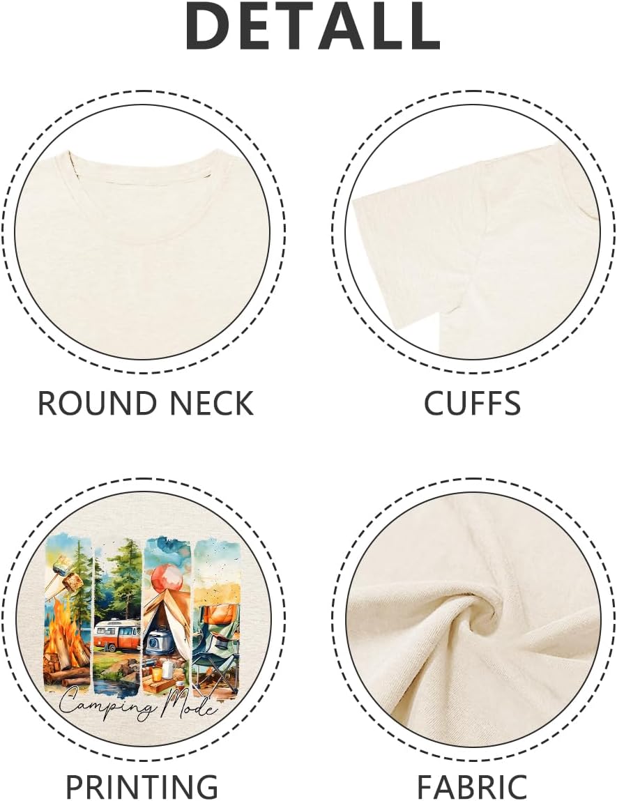 Hiking Shirts Women Vintage Camp Tshirt Funny Nature Outdoor Adventure Camping Graphic T Shirt Short Sleeve Tops - Image 5