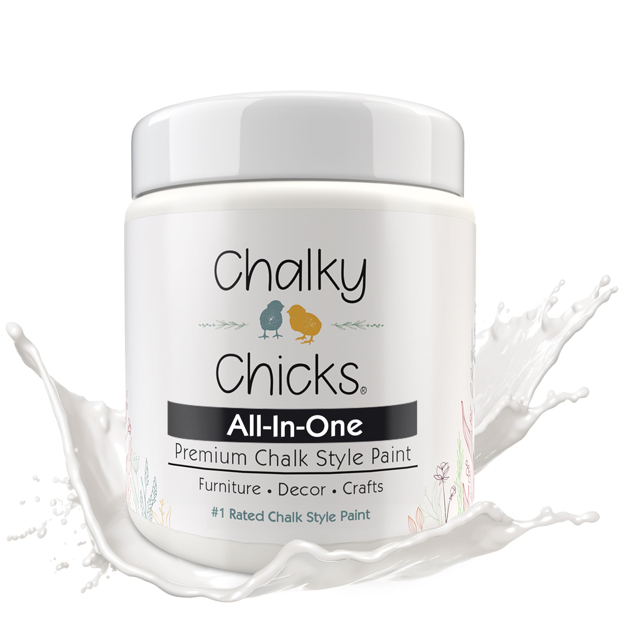 Chalky Chicks All-in-One Chalk Paint for Furniture or Cabinet - 4 Fl Oz - Matte Finish Hail White for Metal, Wood Furniture Paint - No Sanding