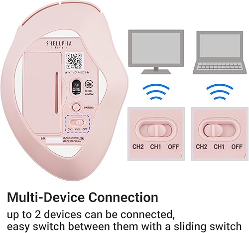 Miniatura 4 de ELECOM Ratón con forma ergonómica Bluetooth, clic silencioso, duración de la batería de 18 meses, 2000 DPI, 5 botones, sensor óptico, compatible con