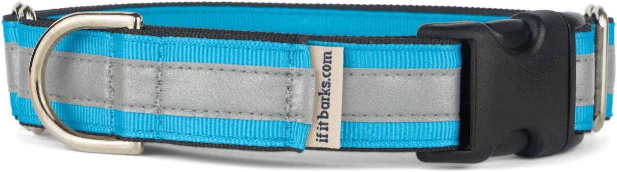 If It Barks 1" Reflective Martingale Collar with Quick Snap Buckle for Dogs, Adjustable, Made in USA,Large, Turquoise