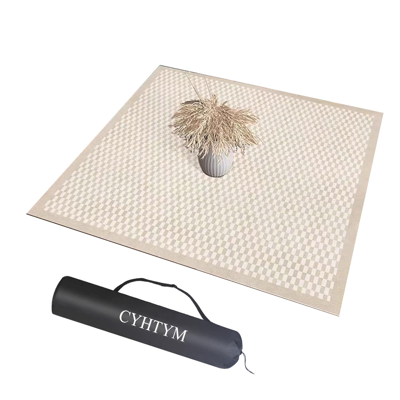 Tappetino antiscivolo in gomma per Mahjong, carte da poker e giochi da tavolo con borsa per il trasporto(Off white -4,120cm/47.2")