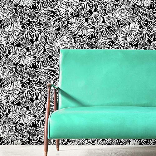 RoomMates Black Batik Tropical Leaf Peel and Stick Wallpaper for Living Room, Black, Roll  
RoomMates Black Batik Tropic
