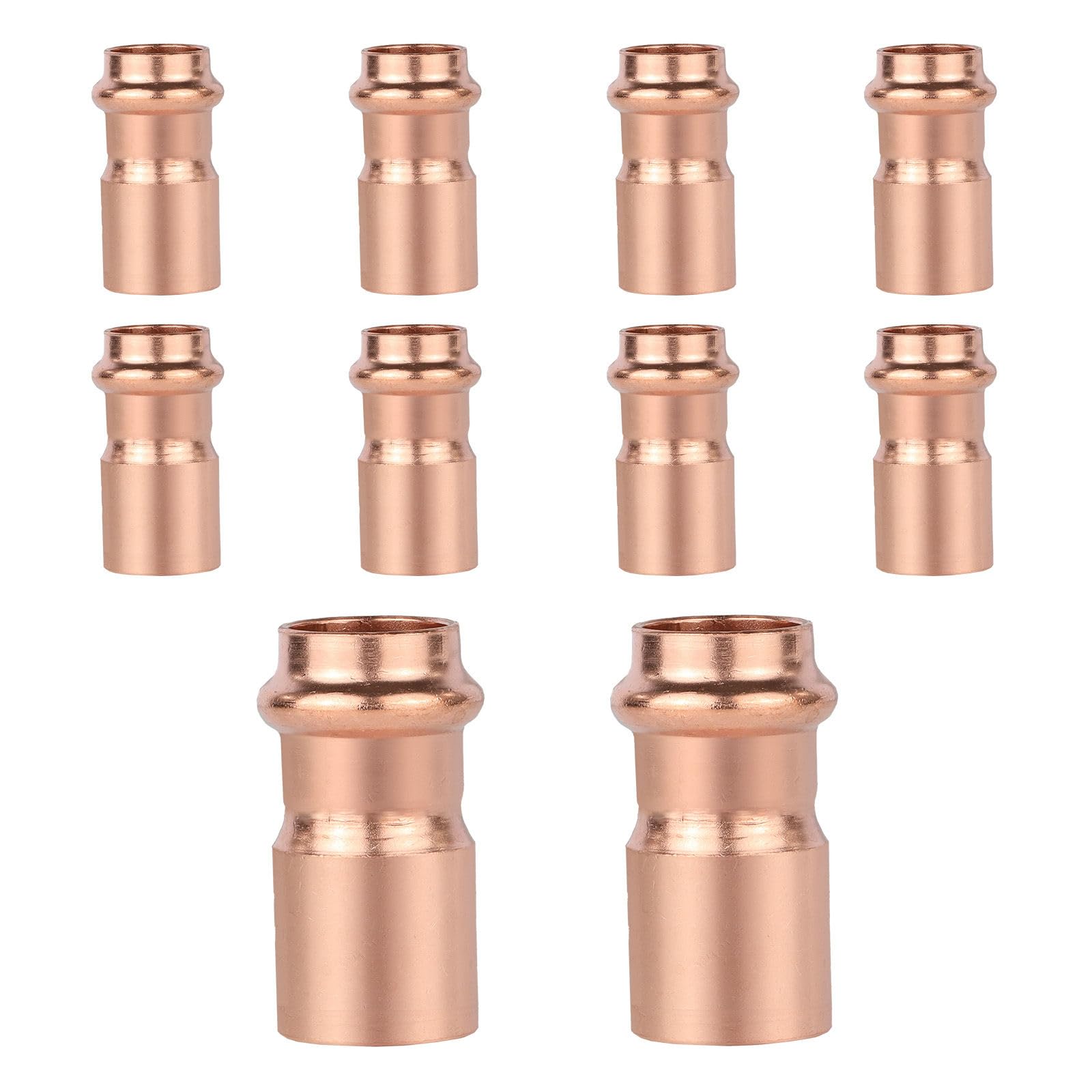 Paquete de 10 reductores de buje de Cobre prensado GUOFIS de 4" FTG x 3", buje de Cobre prensado para plomería, transición de tamaño de tubería en Sistemas de Agua y HVAC.