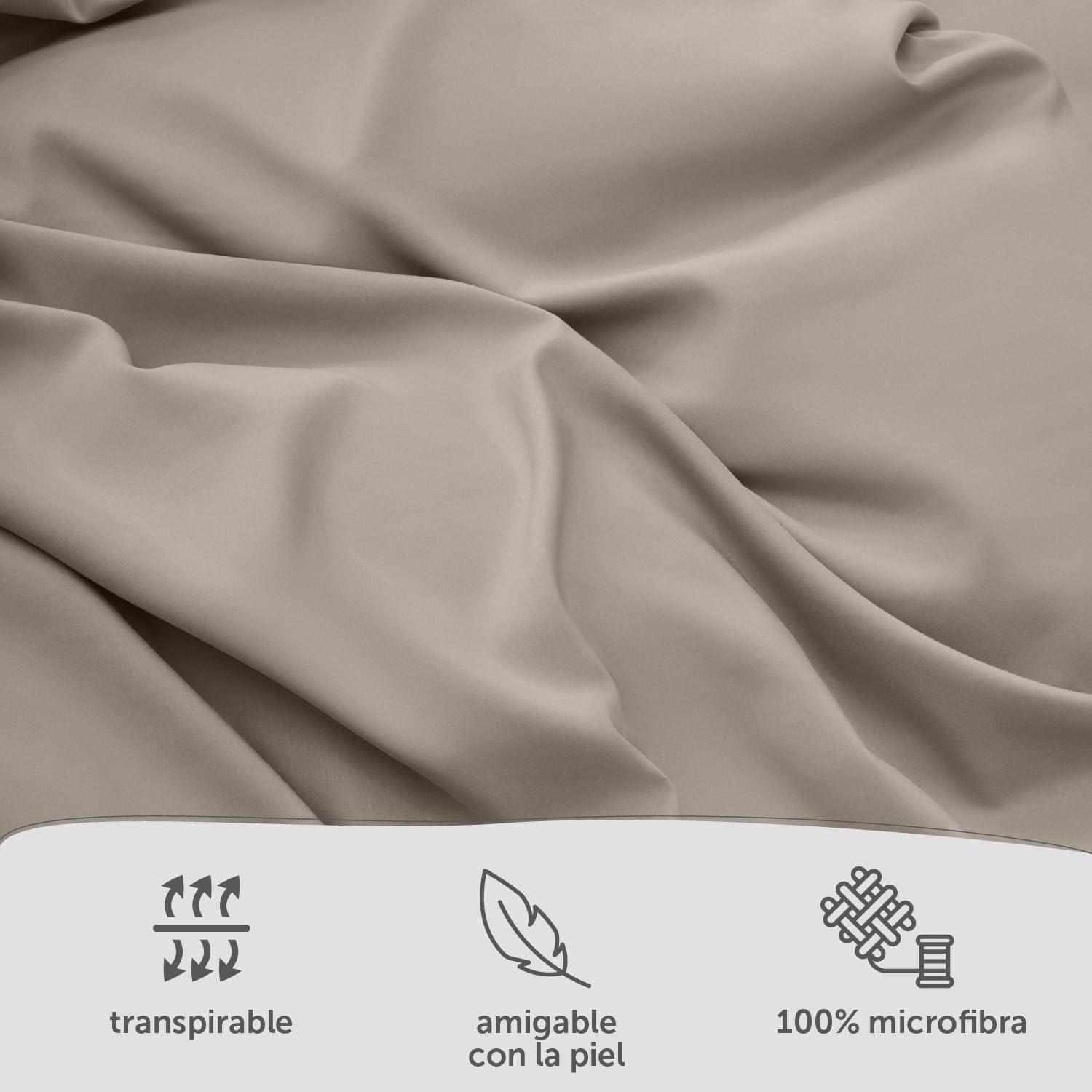 Blumtal Juego de Funda Nordica Cama de 180 - Microfibra Juego de Funda Edredon 240x260 y 2 Fundas de Almohada 70x40, Certificado Oeko-Tex, Muy Suave y Transpirable - Taupe