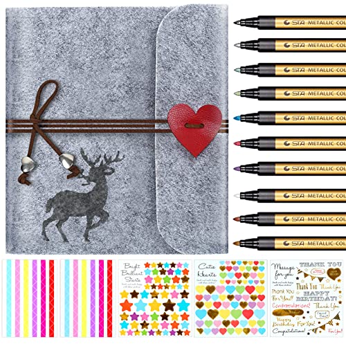 Qiaonato Álbum de fotos de fieltro, álbum de fotos, álbum de recortes, libro de visitas, vintage, 60 páginas para Navidad, aniversario, regalo para madre y mujer (20 × 19.5 cm) Cover