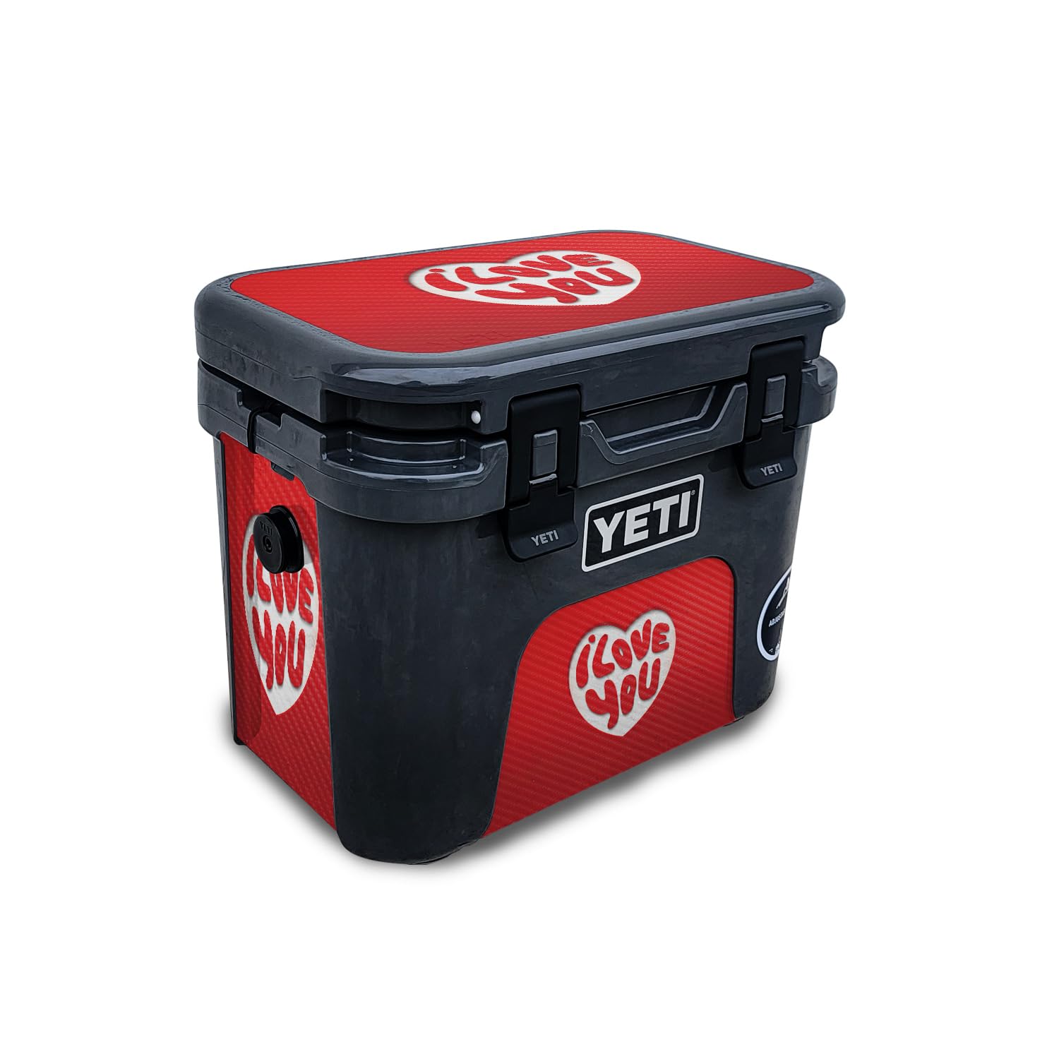 Carbon Fiber Skin Compatible with Yeti Roadie 15 Hard Cooler - I Love You - Premium 3M Vinyl Protective Wrap Decal Cover - Easy to Apply | Crafted in The USA by MightySkins