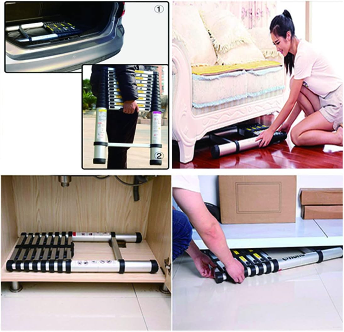Jiahe 16.5fT/5M Aluminum Telescoping Extension Ladder Portable Multi-Purpose Portable Extension Ladder for Indoors Outdoors with Capacity of 330LB, Gray